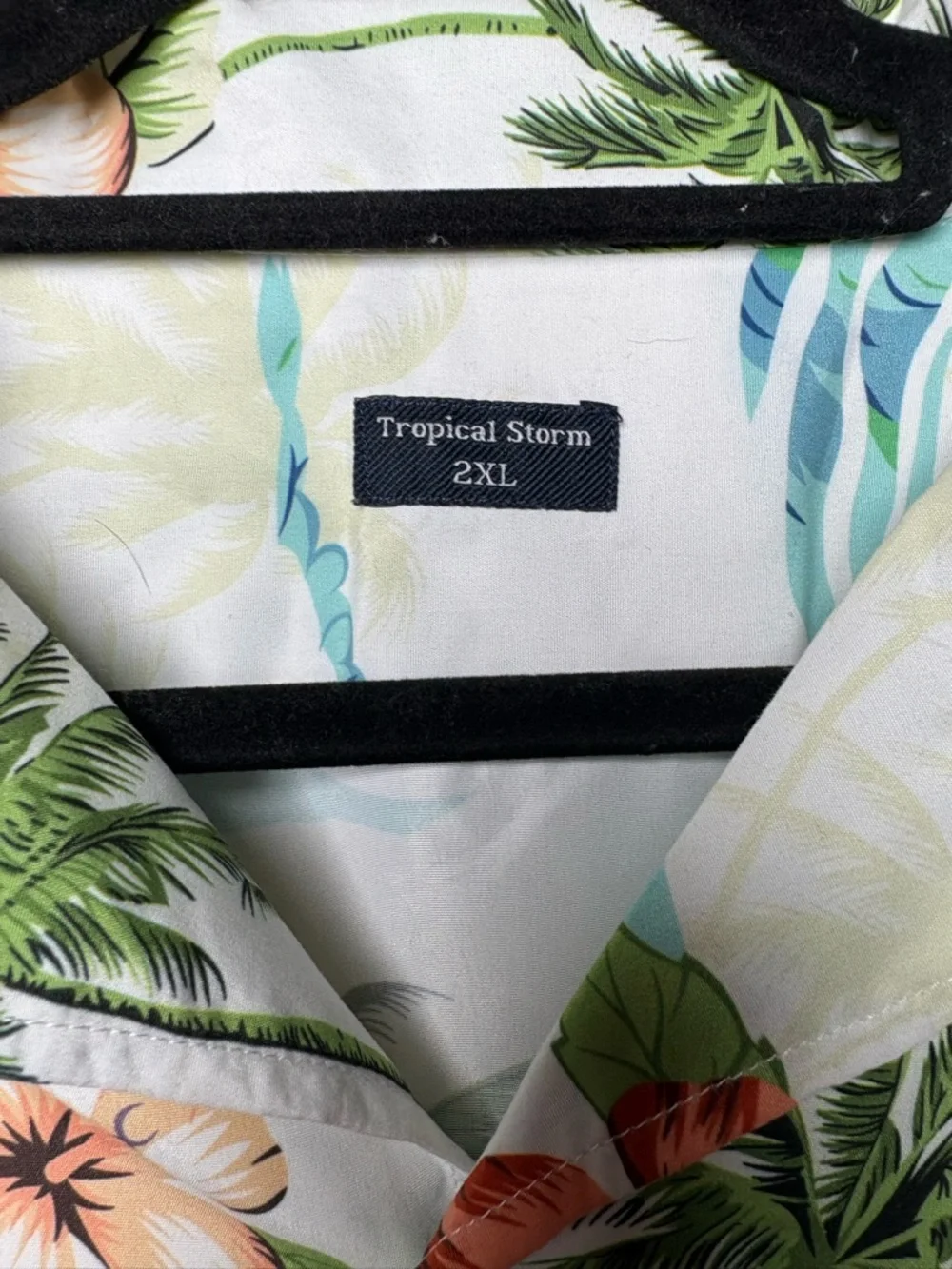 Tropical Storm White Hawaiian Floral Camp Shirt - Men's Button-Up Size 2XL